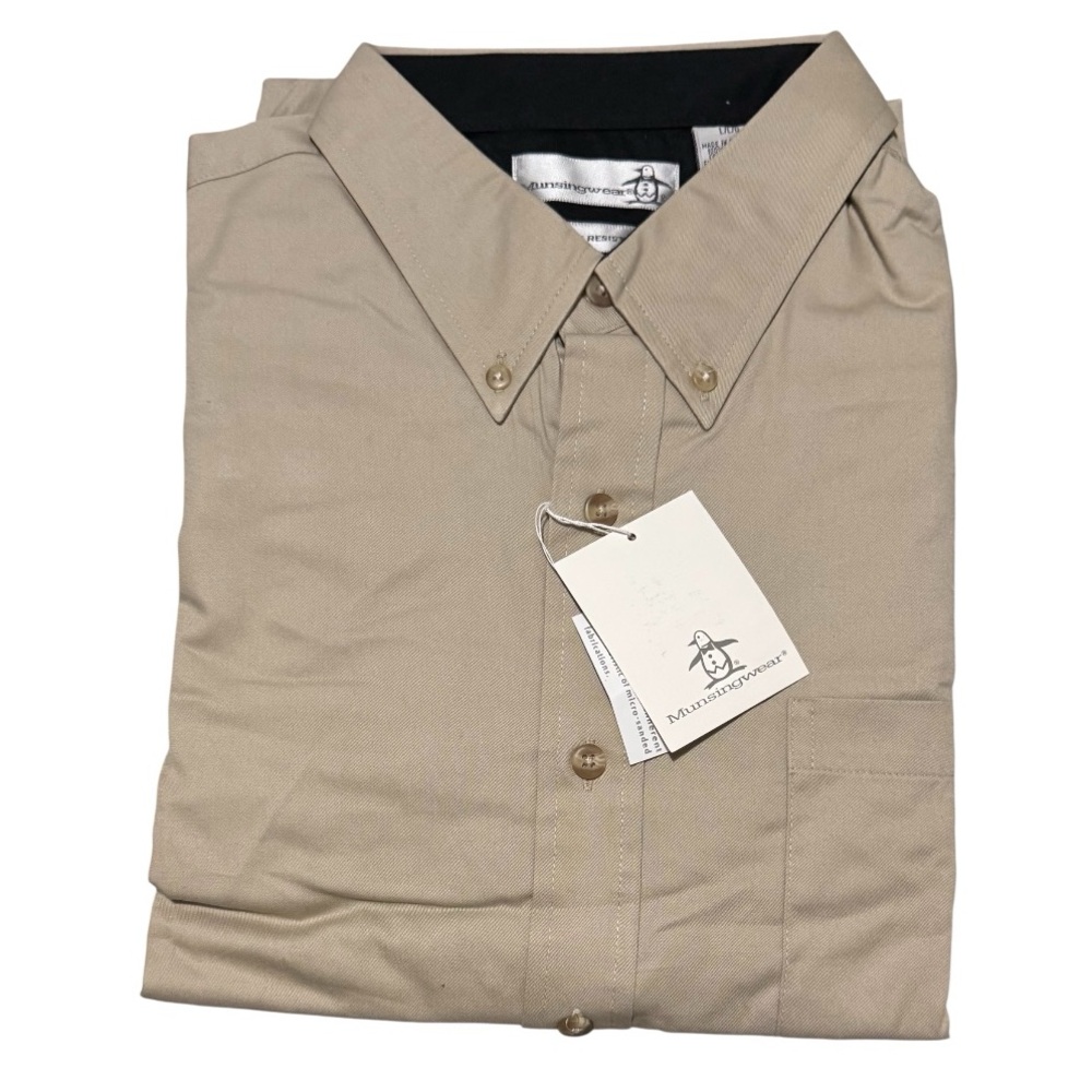 Original Penguin Men's Button-Down Shirt in Beige Tan